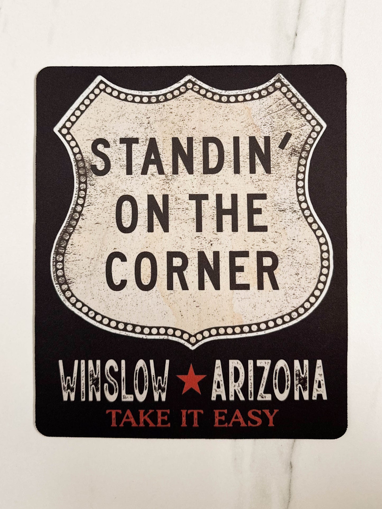 Standin' On the Corner Shield Mousepad