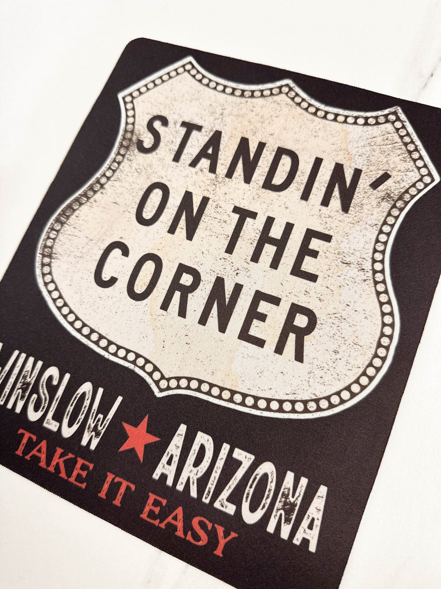 Standin' On the Corner Shield Mousepad