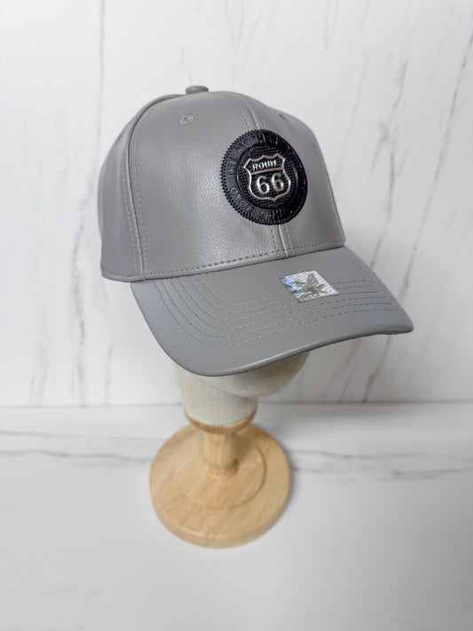 Route 66 Cap - Gray Leather