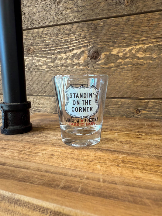 Shot Glass - Standing on the Corner Shield