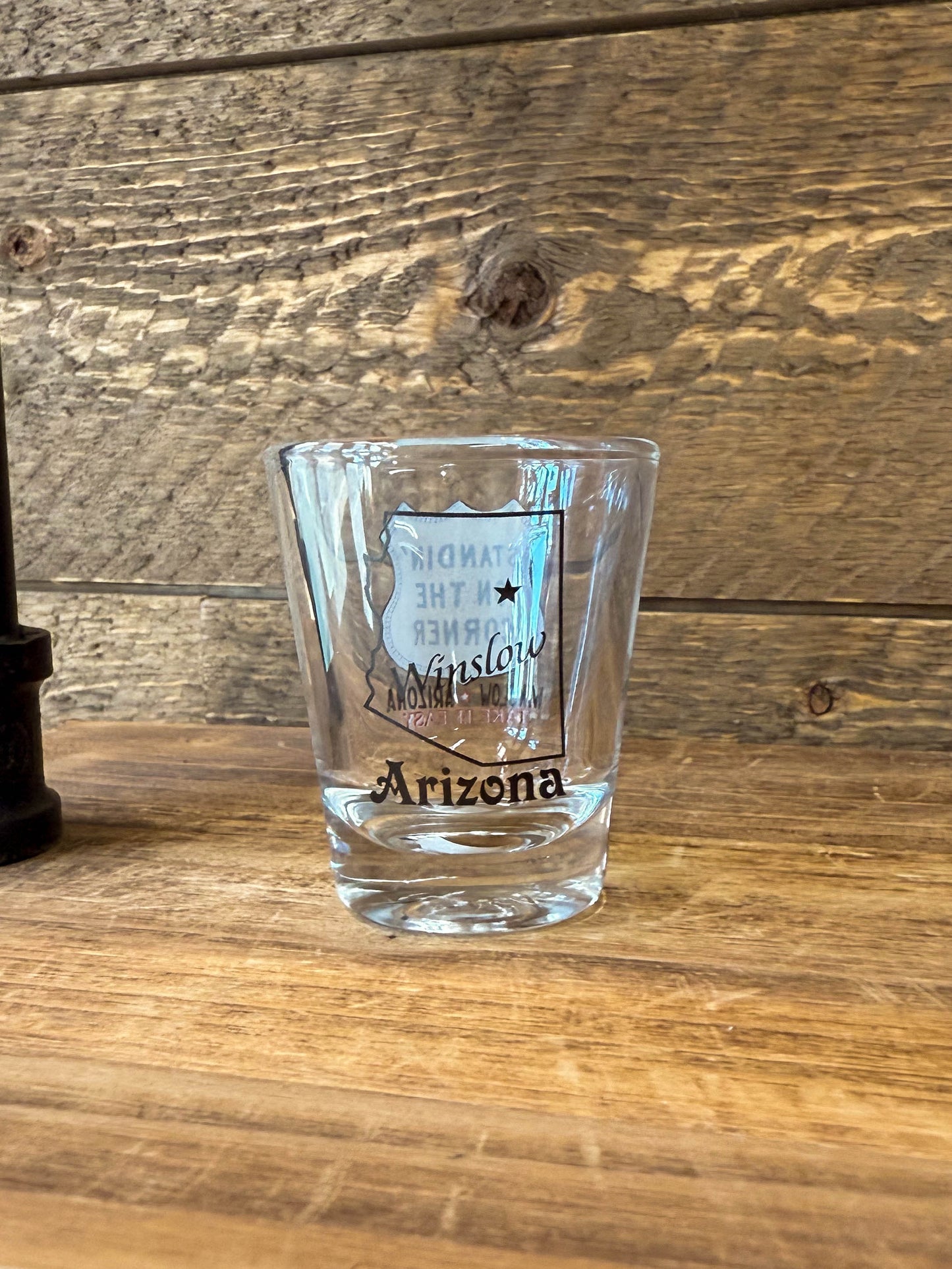 Shot Glass - Standing on the Corner Shield