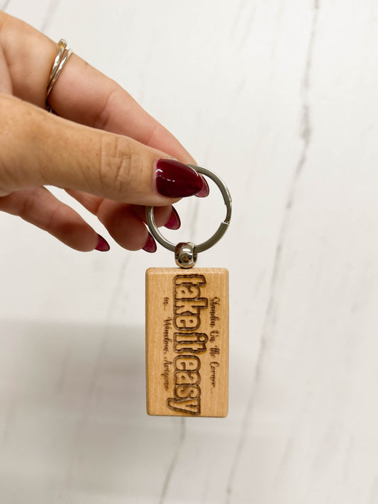 Wooden Take it Easy Keychain