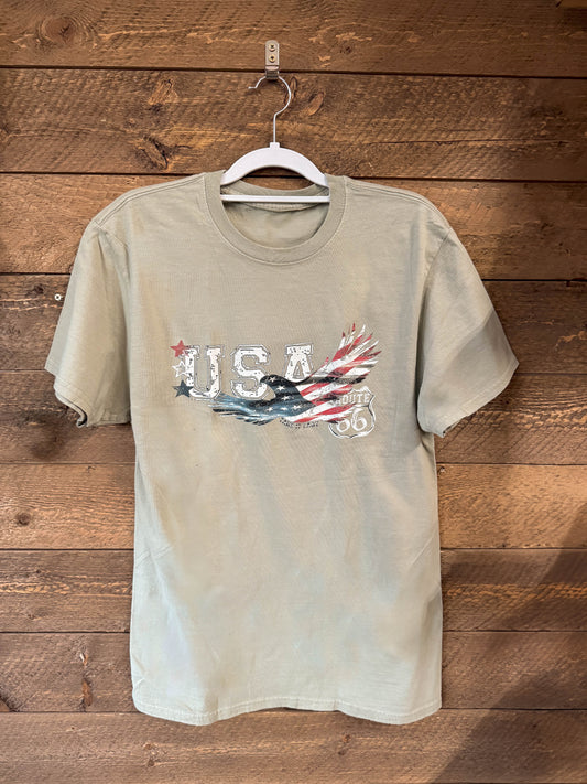 USA Shield Tee - Sage