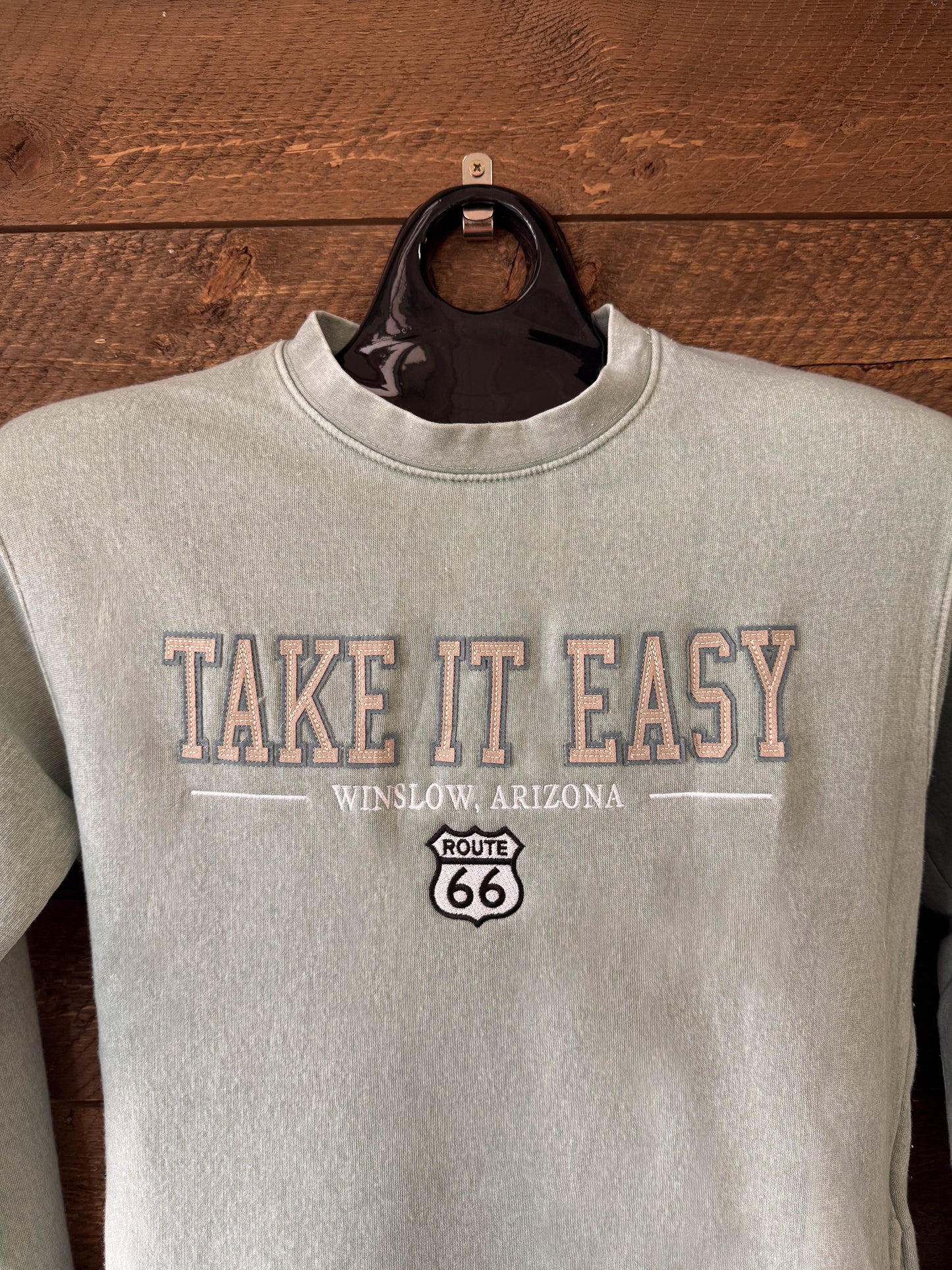 Take it Easy Pocketed Crewneck Sweatshirt - Sage